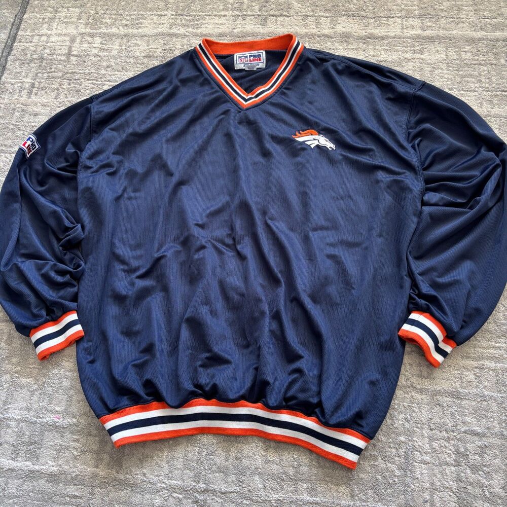 Vintage Starter NFL Pro Line Denver Broncos V-Neck Mesh Pullover Jersey Mens XL